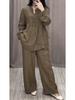 Autumn Fashionable Cotton Linen Long Sleeve Casual Drawstring Pants Set