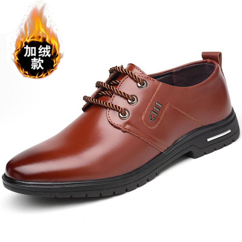Pánské kožené boty z hovězí kůže, jarní šněrovací boty, formální boty s špičatou špičkou a bavlněnou obuví pro volný čas