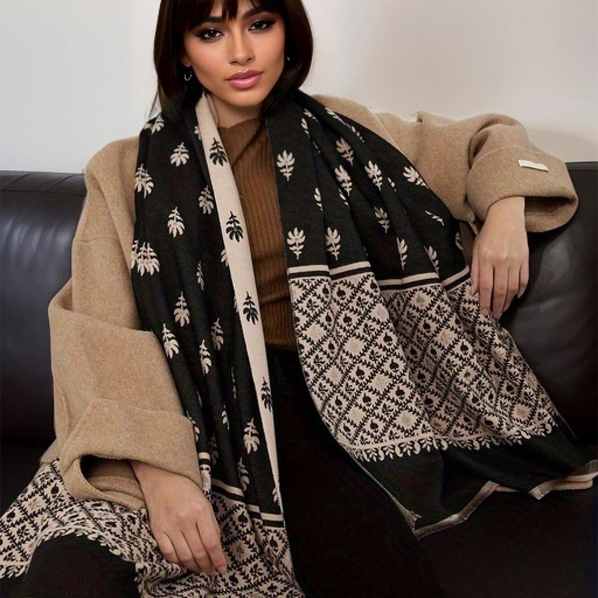 

Дорожное пончо, теплый кашемировый шарф, женский роскошный толстый плед, зимняя шаль Bufanda с принтом, новые накидки, пашминовые женские палантины One Size