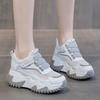 Thick-soled Women's Sports and Leisure Shoes Mesh Shoes Breathable Mesh Surface Summer Thin Inner Height Increase Women's Shoes 7cm Velcro Small Size