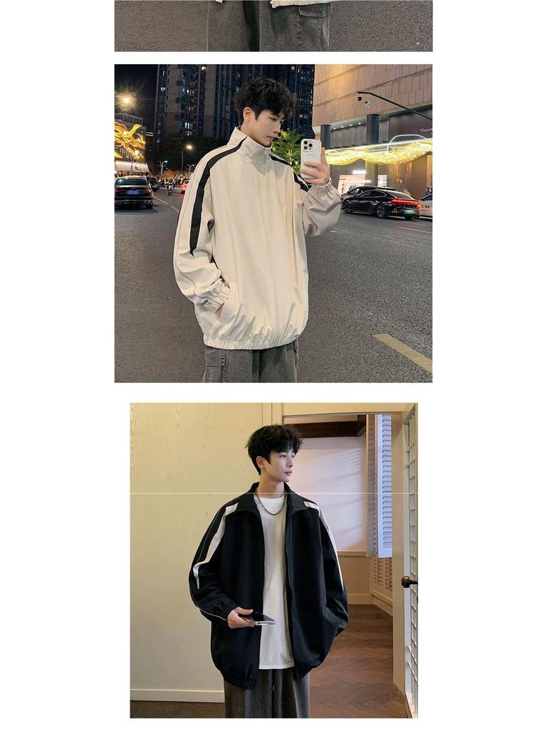 Herren Stehkragen Coach Jacke: 2025 Frühling/Herbst Trendige Jugendliche Freizeit-Sportjacke