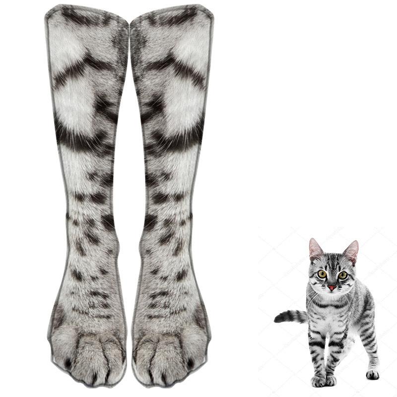 3D Animal Pattern Knee High Socks Cat Paw Design Soft Stretchy Material Comfortable Fit Suitable for Daily Wear and Costumes