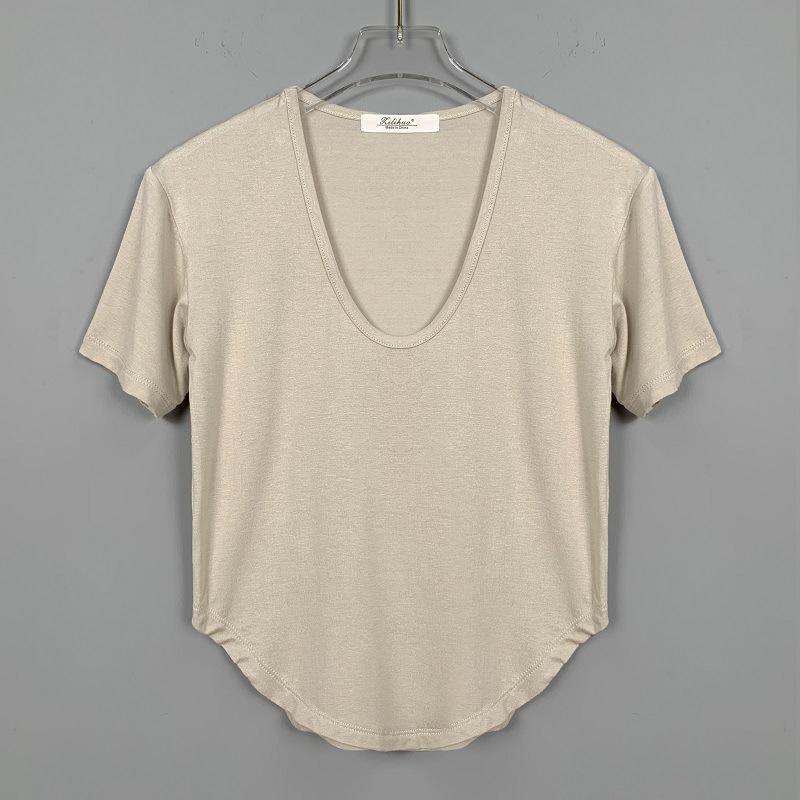 

Дондэмун Корейский Утягивающий Укороченный Топ с Низким Вырезом и U-образным Вырезом для Женщин One Size бежевый