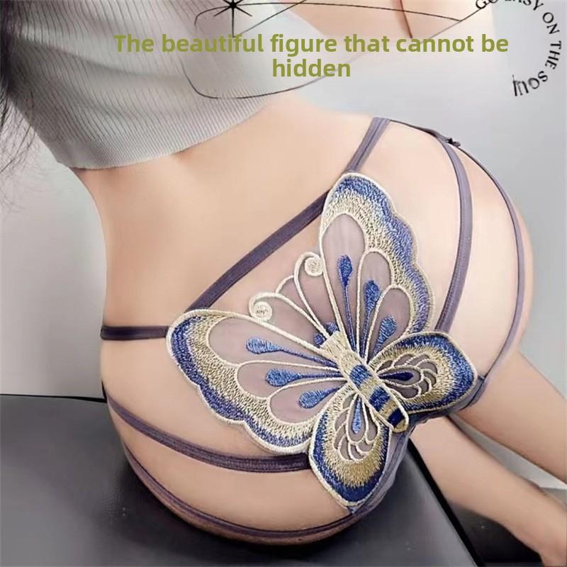 Female Summer New Fashion Pure Desire Sexy Lace Butterfly Embroidery Hollow Low Waist Underwear