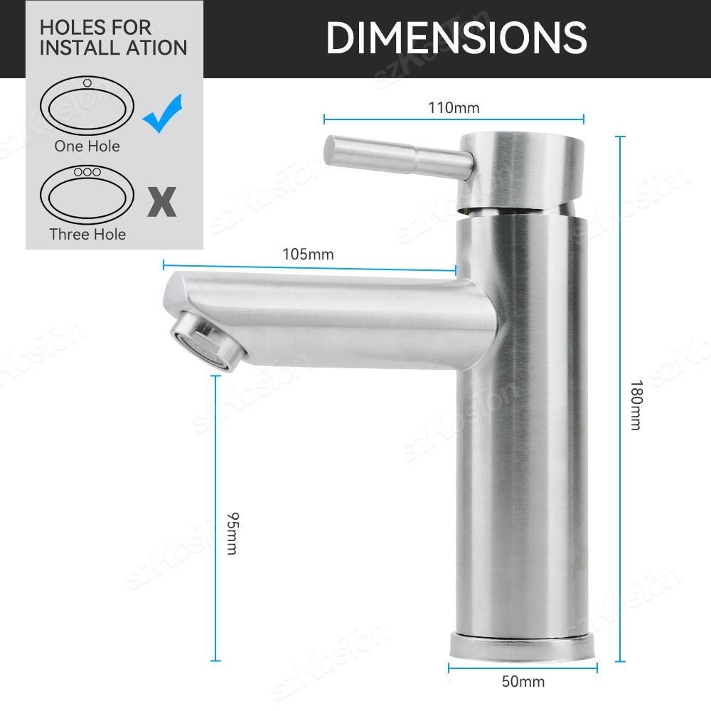 

Bathroom Faucet Hot Cold Sink Faucet Single Hole Round/Square Stainless Steel Tap Deck Mounted Bathtub Counter Basin Faucet
