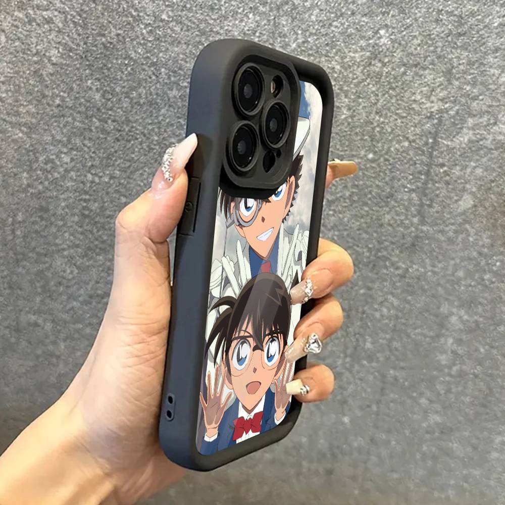 Detective Conan CARTOON For IPhone 17 Pro Max 16 15 14 13 12 11 Plus Black Soft Phone Cover