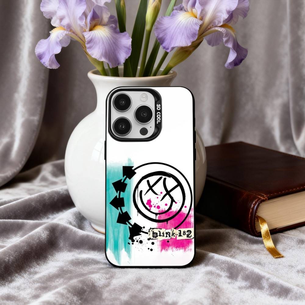 Punk B-Blink-182 Band Phone Case For iPhone17,16,15,14,13,12,11 Plus,Pro Max Candy Silver Plated Inside Cover