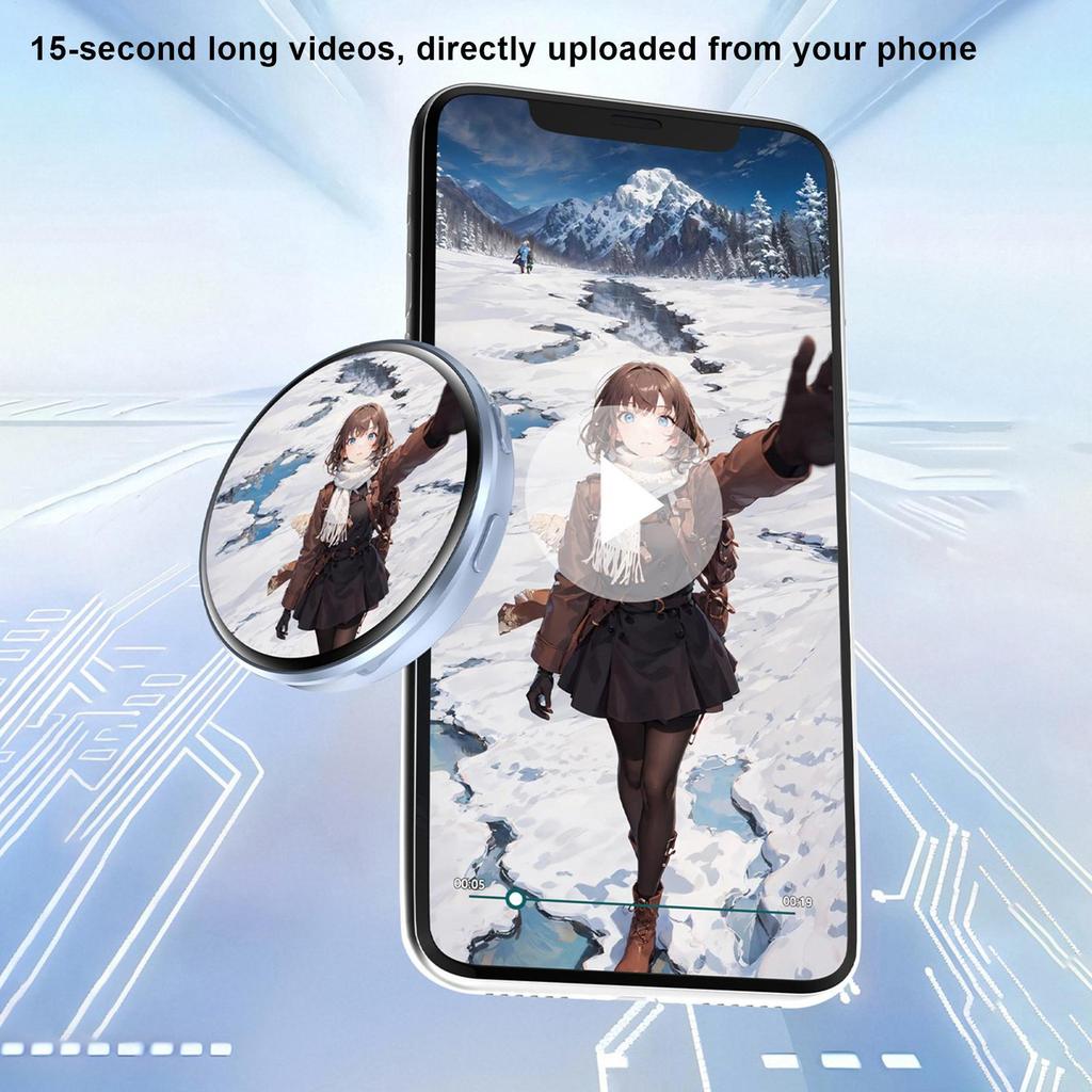 Digital Badge 1.7inch HD Pixel Screen Cute Name Tag 600mAh Electronic Anime Pins 18H Battery for Fans Photo Video Service