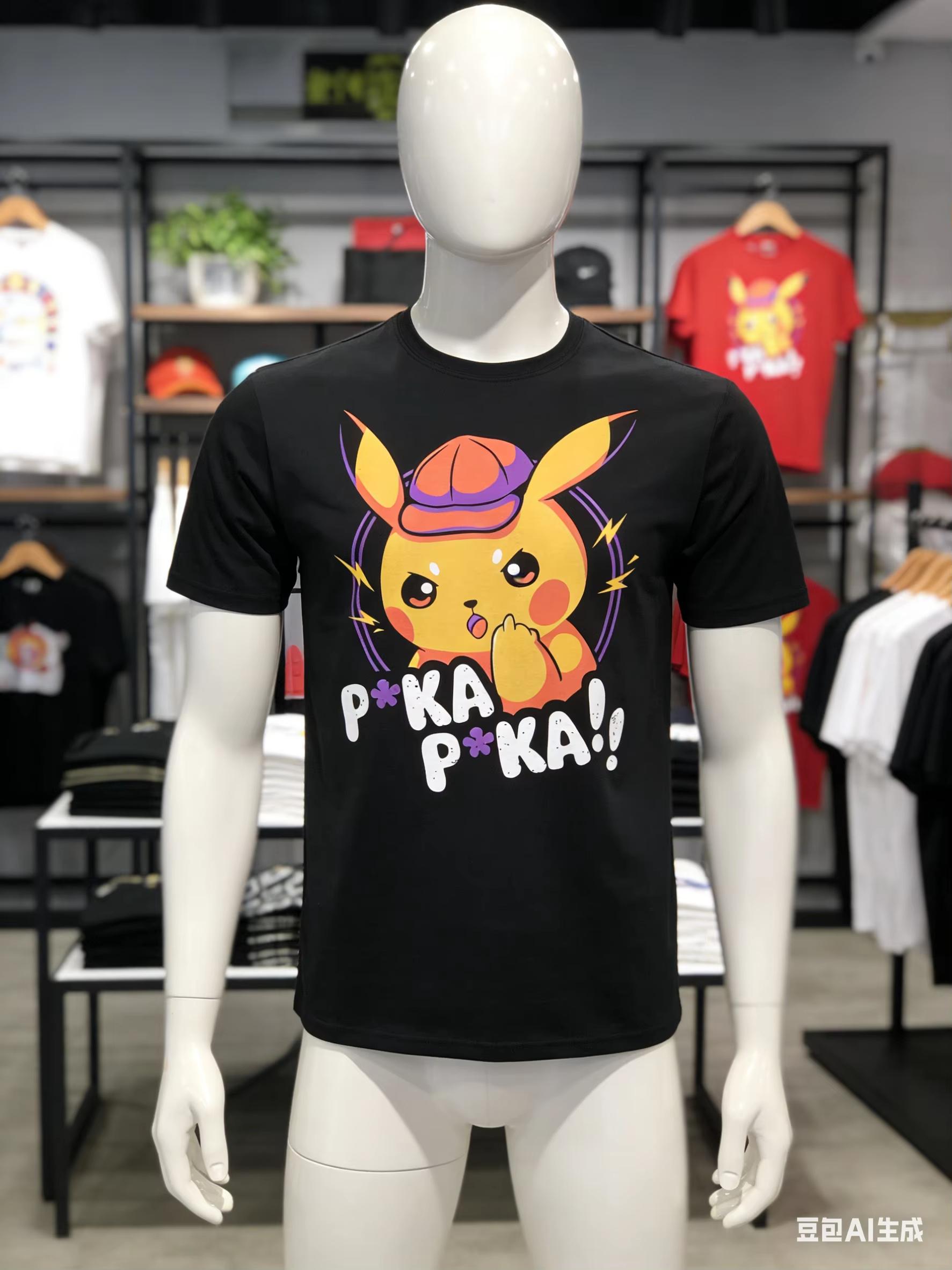 

2026 New Loosefit highquality cotton Pokémon Tshirt with Pikachu pattern printed on the front S