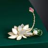 Chinese-style Lotus and Lotus Pod Brooch, High-end and Elegant Freshwater Pearl Brooch Pin, Suit Cheongsam Accessory