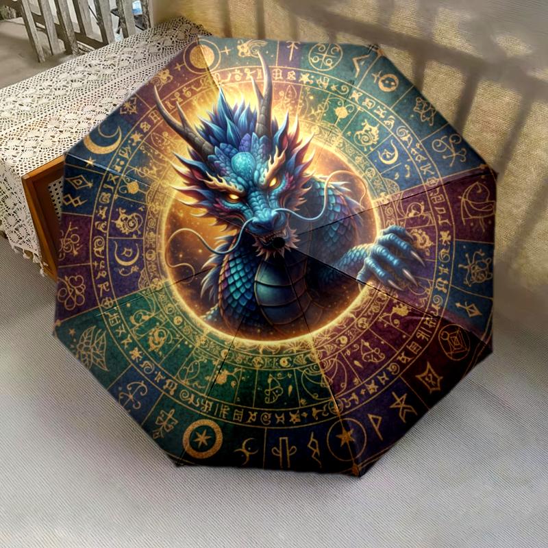 1 ks automatický skládací deštník - kreslený vzor, přenosný a skládací design s 8 žebry, vánoční narozeninové dárky