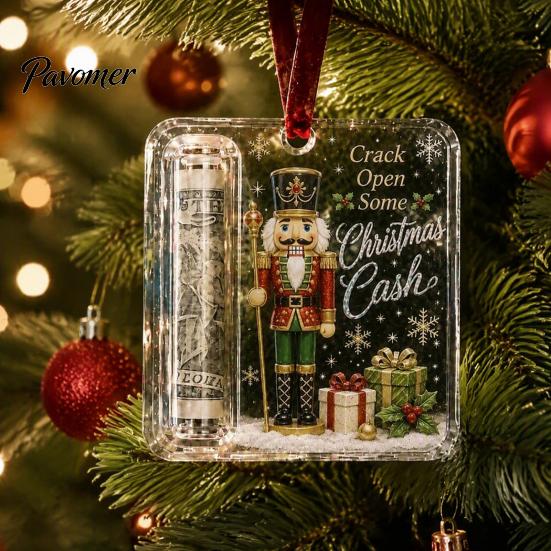 Gift Card Holder for Christmas Tree Cash Ornament, Clear Acrylic Money Holder, Holiday Xmas Hanging Decoration, Funny Ways to Christmas, Birthday