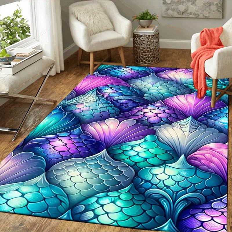 1pc Fish scales Design Area Rug - Soft, Anti-Slip, and Durable Gaming Room Decor for Bedroom