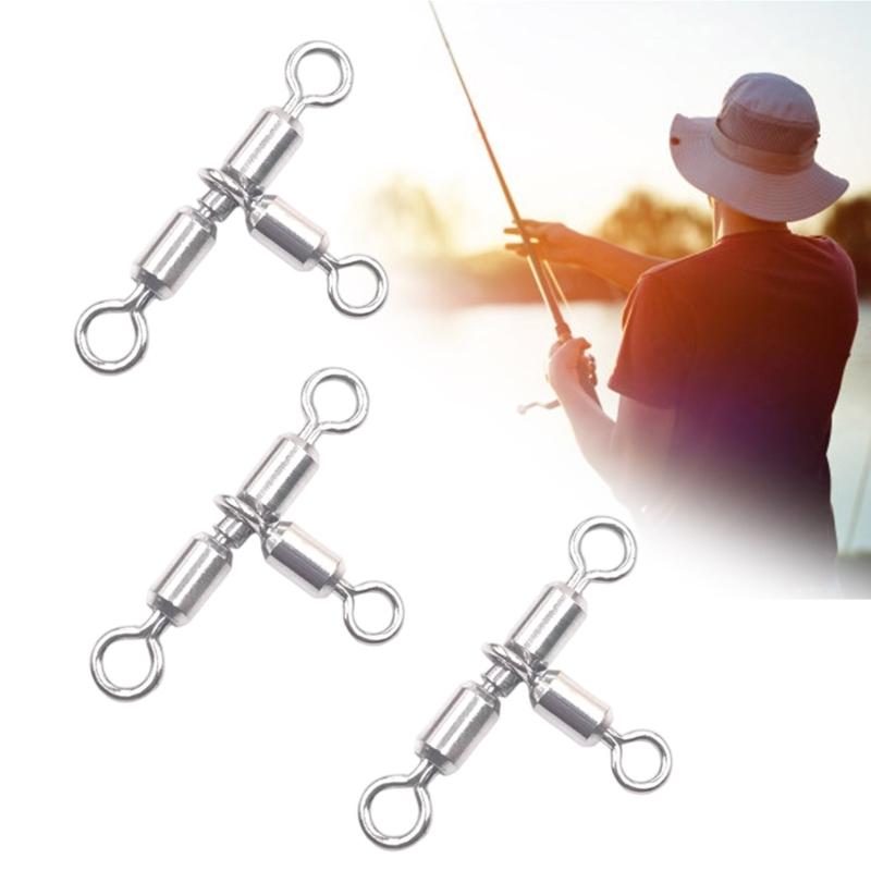 Crossline Swivels Saltwater Fishing Rolling Swivels Fishing Rig Line Connector Fishing Tackle 3 Way Swivels Rotating