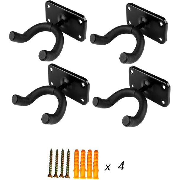Veggmontert gitarhengerkrok, Mandolin/Fiolin/Ukulele/Gitar Støtteholder Stativ Rack Firkantet Base(4)