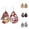 Water Drop Dangle Embroidery Faux Leather Hook Earrings Women Banquet Jewelry