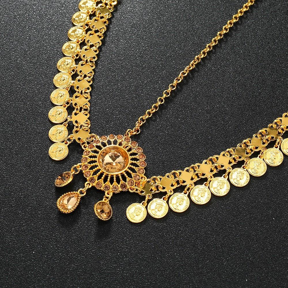 Simulation Elegant Crystal Decoration Gold Women Headwear With Tassel Design