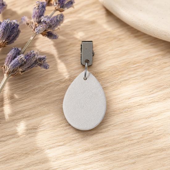 Marble Tablecloth Weight with Metal Clip, Teardrop Shape Table Cover Weight, Outdoor Party Picnic Dinner Tablecover Pendant Stone