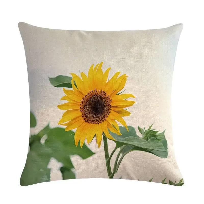 New 45*45Cm Yellow Sunflower Pillowcase Linen Pillowcase Home Sofa Decorative Cushion Cover