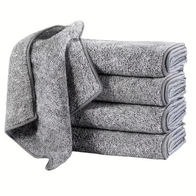 Bamboo Charcoal Dish Cloth: Thick, Oil-Free, Lint-Free, Water-Absorbent Kitchen Towel & Scouring Pad.