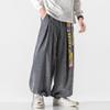 Chinese Style Men Corduroy Pants Mens Embroidery Hip Hop Wide Leg Harem Pants Men Winter Streetwear Casual Hanfu Trousers