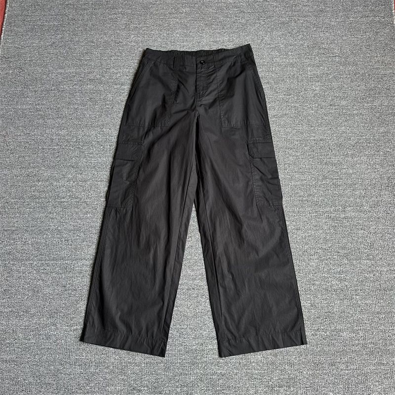 

Канада Полностью Хлопок Тонкий Секция Высокая Талия Повседневные Свободные Брюки Black cotton Loose pants anko XL