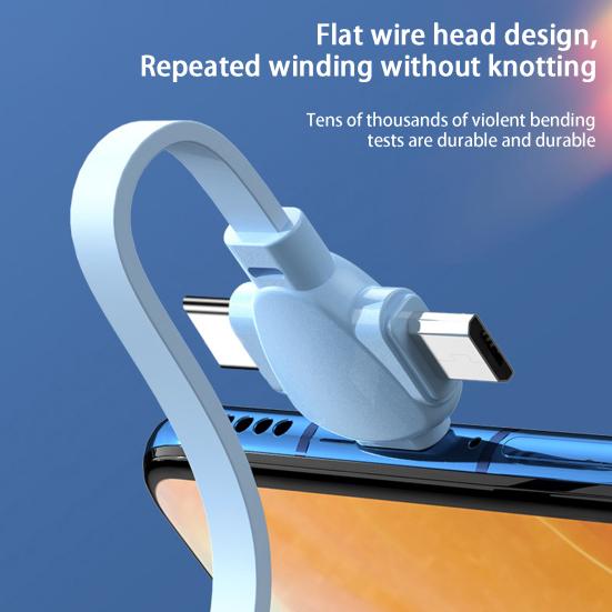 Phone Data Cable Retractable Wide Fast Charging Output Multipurpose Extra-Long Compatible Stable ABS 3-in-1 120W