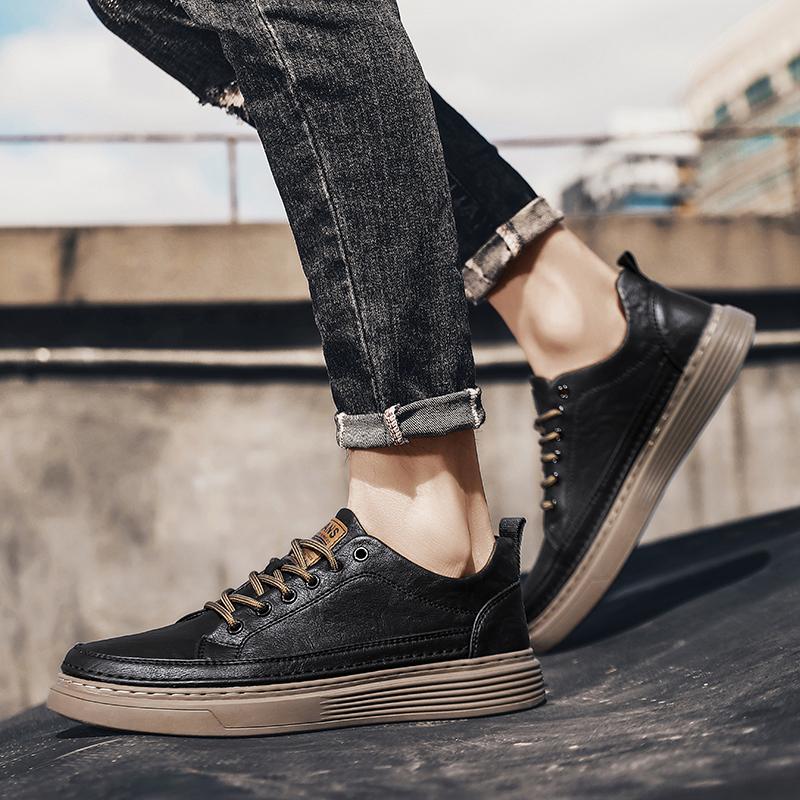 Luxury Brand Mens Shoes Casual Leather Male Comfortable Sneakers Stylish Skate Shoes Men All-match Male Lace-Up Walking Shoes