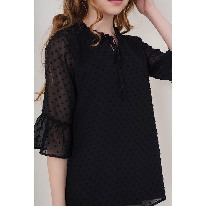 MT Clothes - Chemisier en mousseline Noir 42