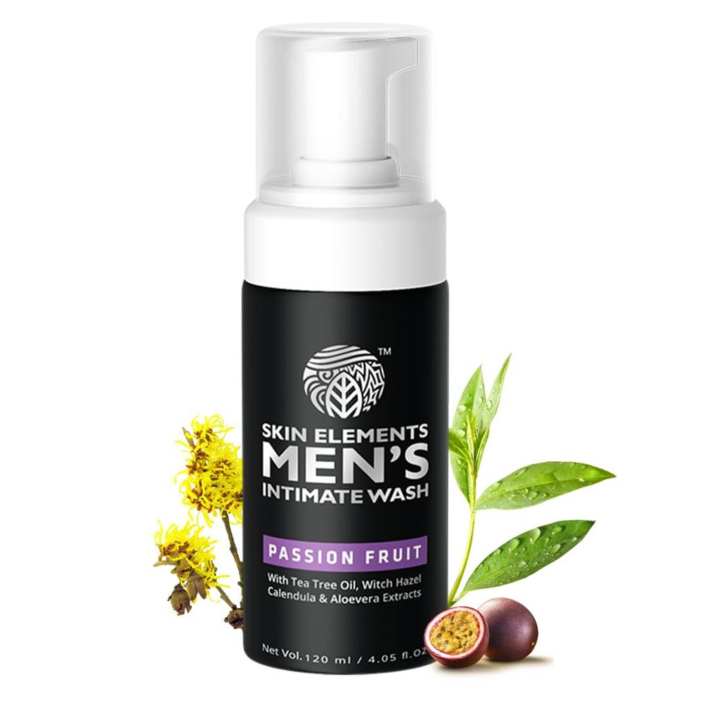 Skin Elements Pánský intimní mycí gel s marakujou | Pěnivý mycí gel s vyváženým pH | Zklidňuje, osvěžuje a udržuje hygienu | 120 ml