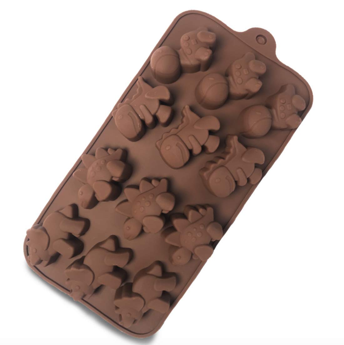 

12 Силиконовых форм динозавров, включая трицератопса, для выпечки и DIY (4 типа, Тираннозавр) Шоколад, Товары, коричневый