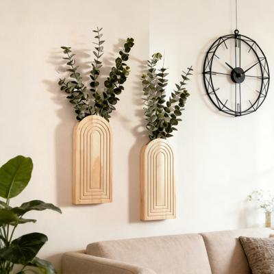 Vase mural en bois Suspendu mural Bohème Jardinière Décoration murale Style Ferme pour Entrée Couloir Salle de bain Salon Salle à manger Espaces Étroits