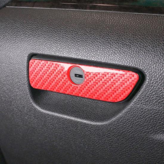 Co-Pilot Storage Box Handle Frame Trim For Ford Explorer 13-19 Red Carbon Fiber