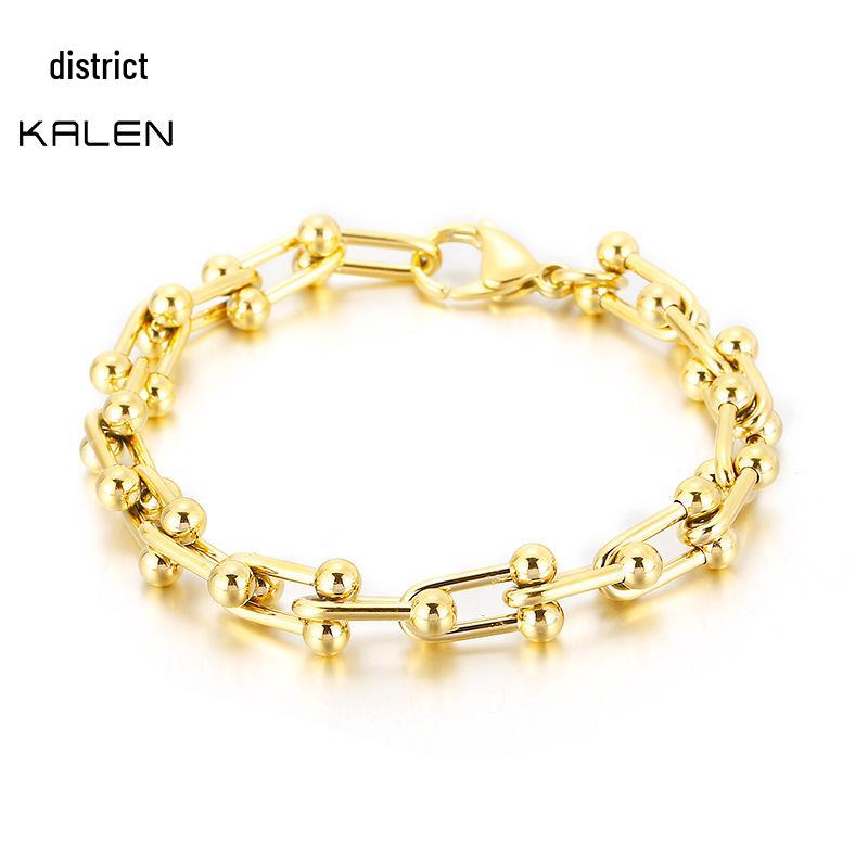 

Европейский и американский минималистичный стиль Кендалл пэчворк подкова цепь U-образный титановая сталь хип-хоп браслет для пар.