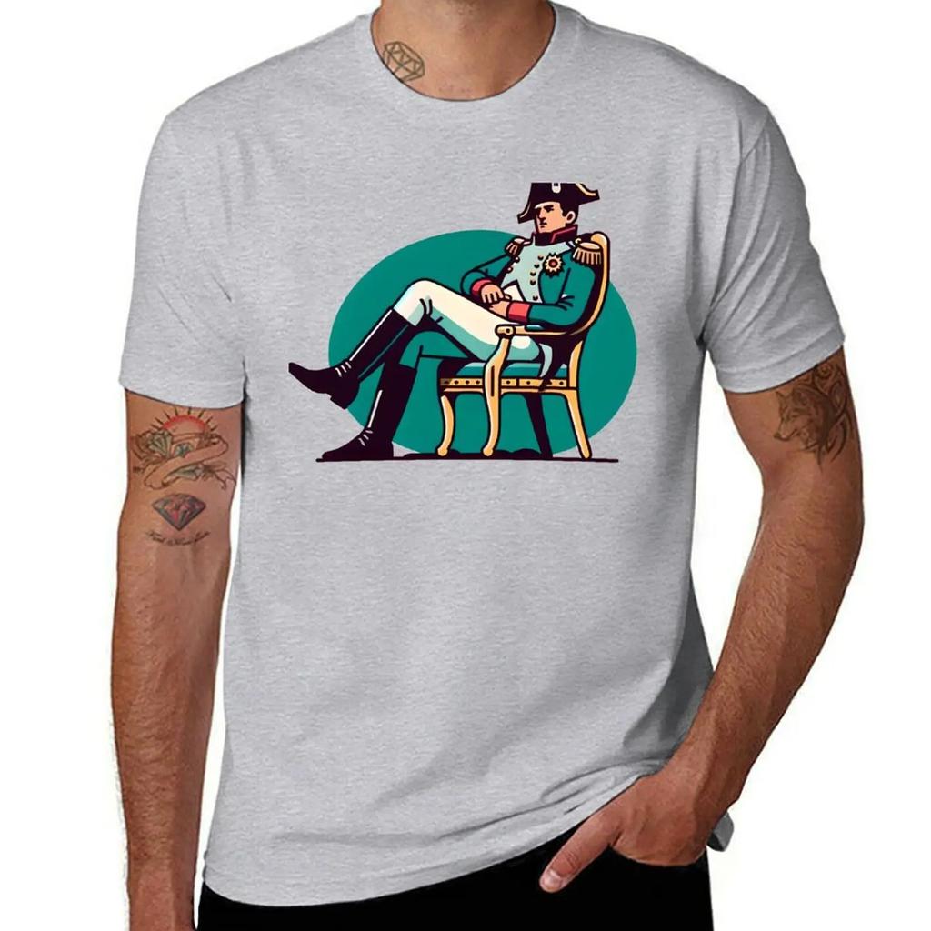 Napoleon Siting On Chair Drawing TShirt Cotton Graphic Tees New Edition Summer Top Anime Figures Mens Tshirts
