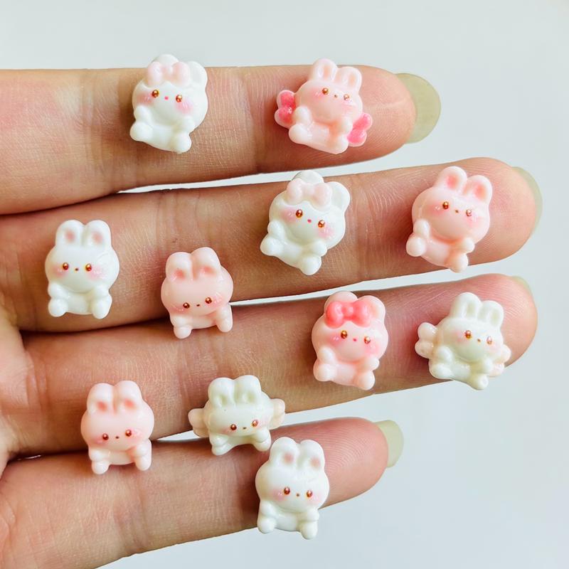 22 Pieces Cartoon Resin Mini Bow Wings Rabbit Nail Decoration Diy Set, Suitable For Nail And Jewelry Making A117