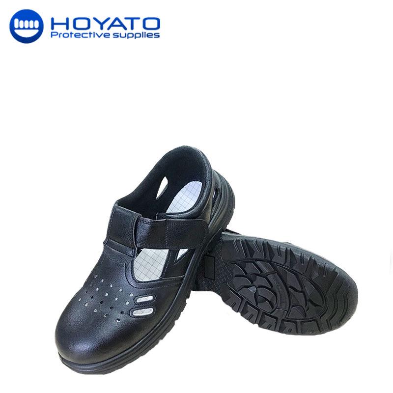 Lightweight Anti-static Breathable Velcro Safety Shoes with Soft Sole PU Black; 41