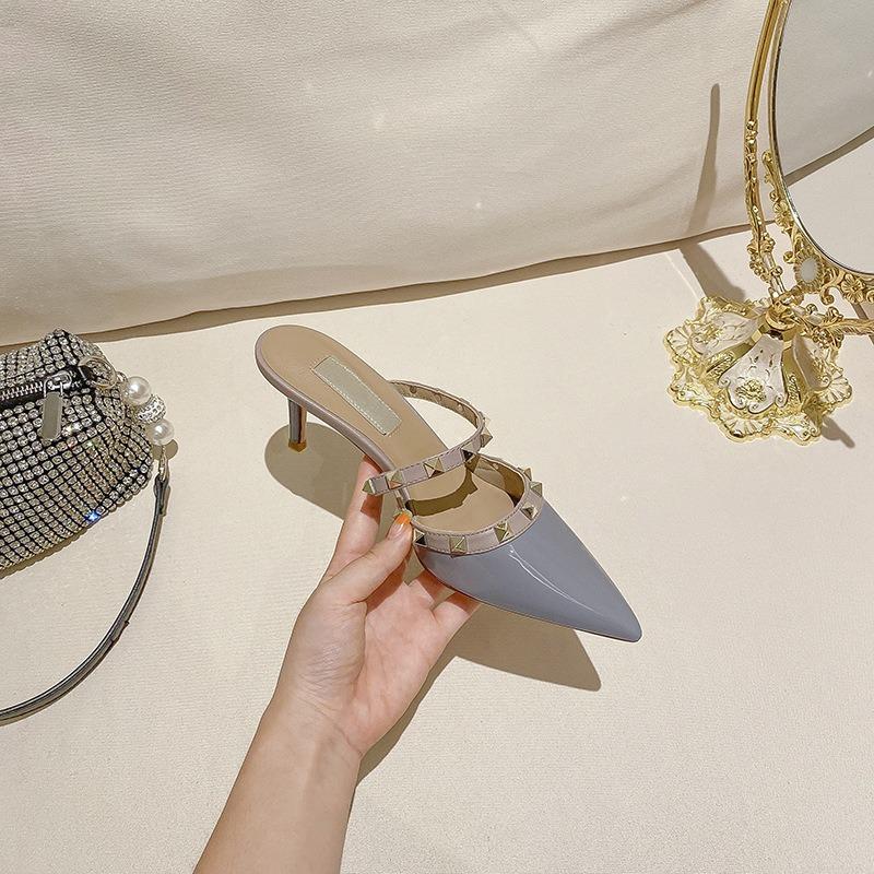 Ladies heels versatile summer word with warren rivet bag head high heels sandals