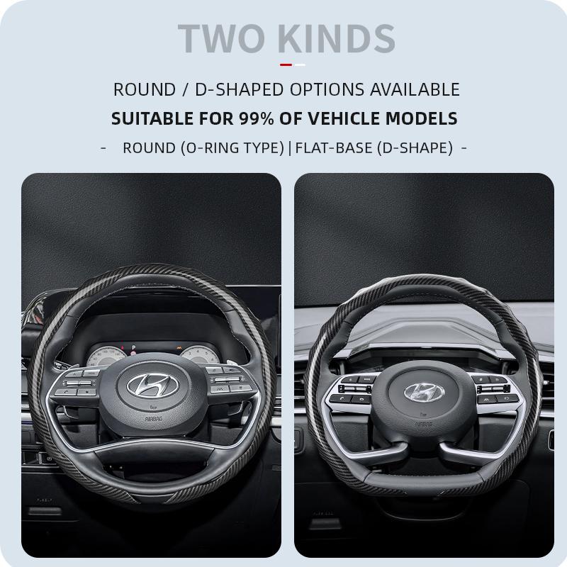 Suitable for Hyundai Carbon Fiber Texture Steering Wheel Cover Snap-On Wave-Shaped Sport Design Elantra N Sonata Ioniq 5 5N 6 9 Venue Kona Santa