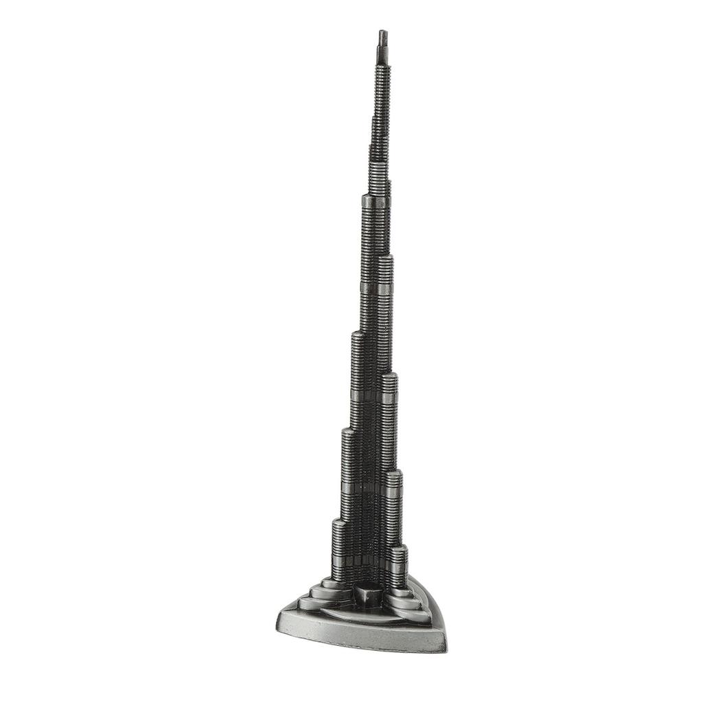 Burj Khalifa Tower Model Gray Alloy Miniature Dubai Tower Ornament Dubai Landmark Building Model