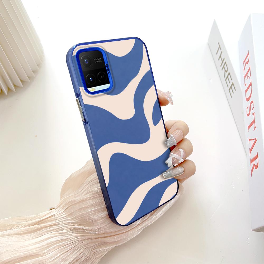 

Окрашенный узор, красочный серебристый, двухсторонний, жесткий, противоударный чехол для телефона Vivo Vivo Y35 5G синий