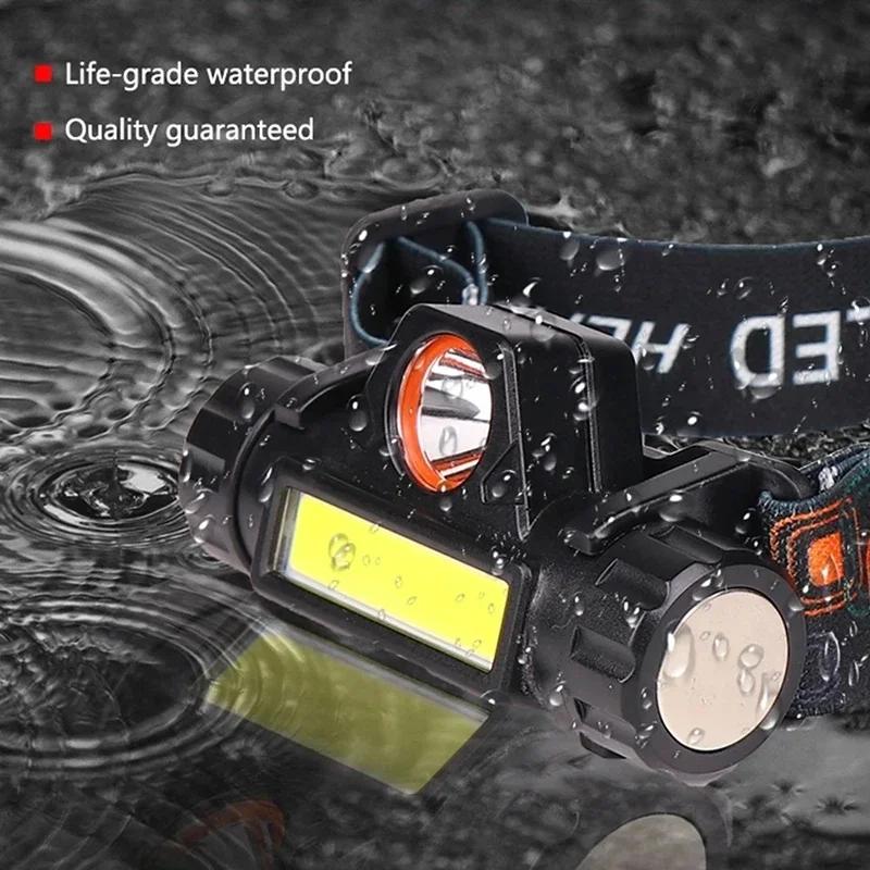 Q5+COB Led Headlamp Powerful Builtin 18650 Battery Magnetic Torch Outdoor Camping Fishing Headlight Stepless Dimming Searchlight