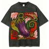 Vintage Washed Vegetable Art Graphic TShirt Boho Abstract Print Oversized Unisex Streetwear Tee Casual Tops for Men Women