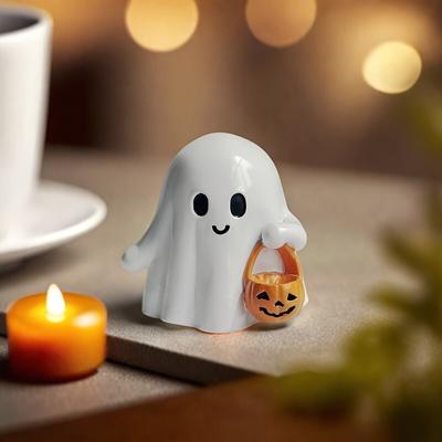 Cute Style Pumpkin Statue -Resin Halloween Decoration, Durable Handicrafts Suitable for Living Room and Bedroom