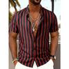 Top a maniche corte da uomo per l'estate, a righe con colletto, camicia da uomo traspirante e confortevole