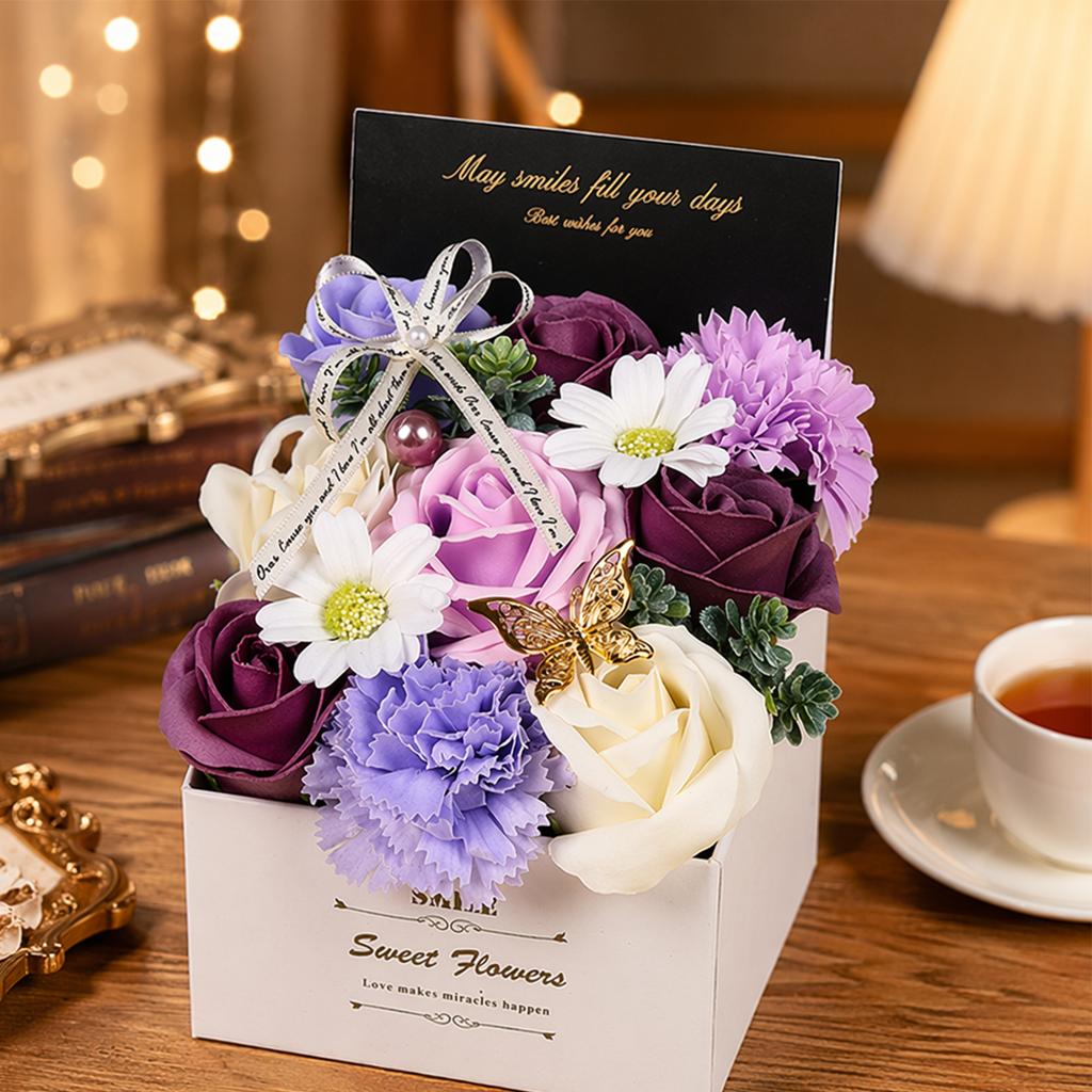 Soap Flowers Roses Bouquet in Gift Box Scented Soap Artificial Flowers Realistic & Delicate Scent for Women Mom Wife Gifts