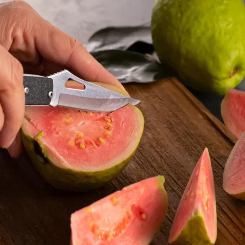 Stainless Steel Pocket Folding Knife Outdoor Fruit Knife with Non Slip Handle Portable Multifunctional Small Camping Knife