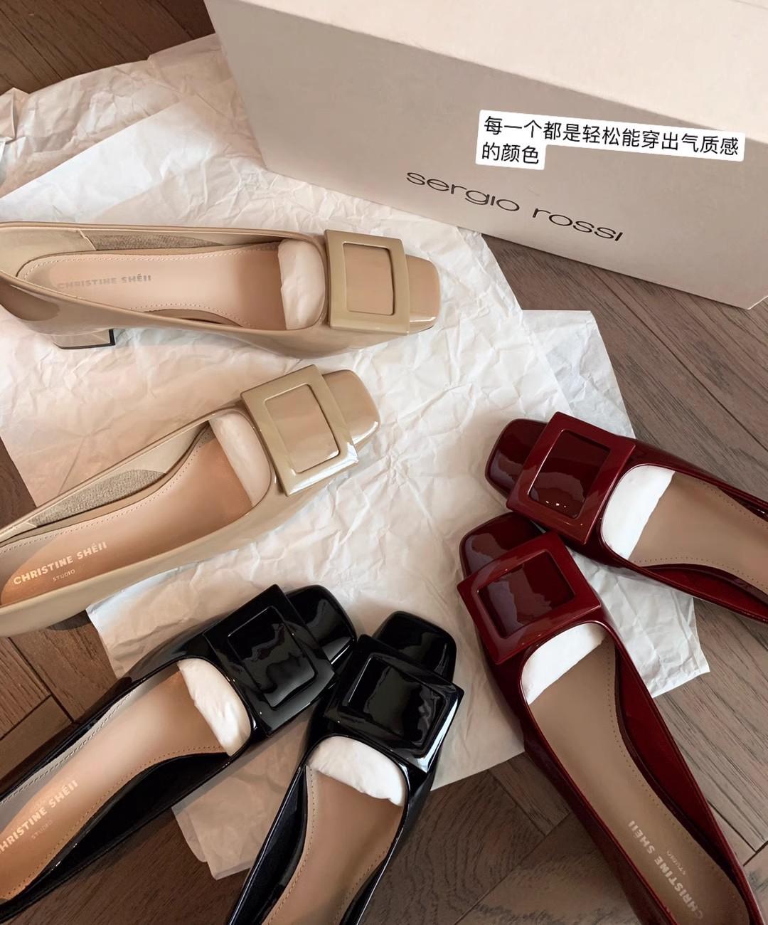 

Квадратная головка квадратная пряжка мелкий горлышко ol коммутационные толстые каблуки одинарные туфли женские свадебные туфли на высоком каблуке 40