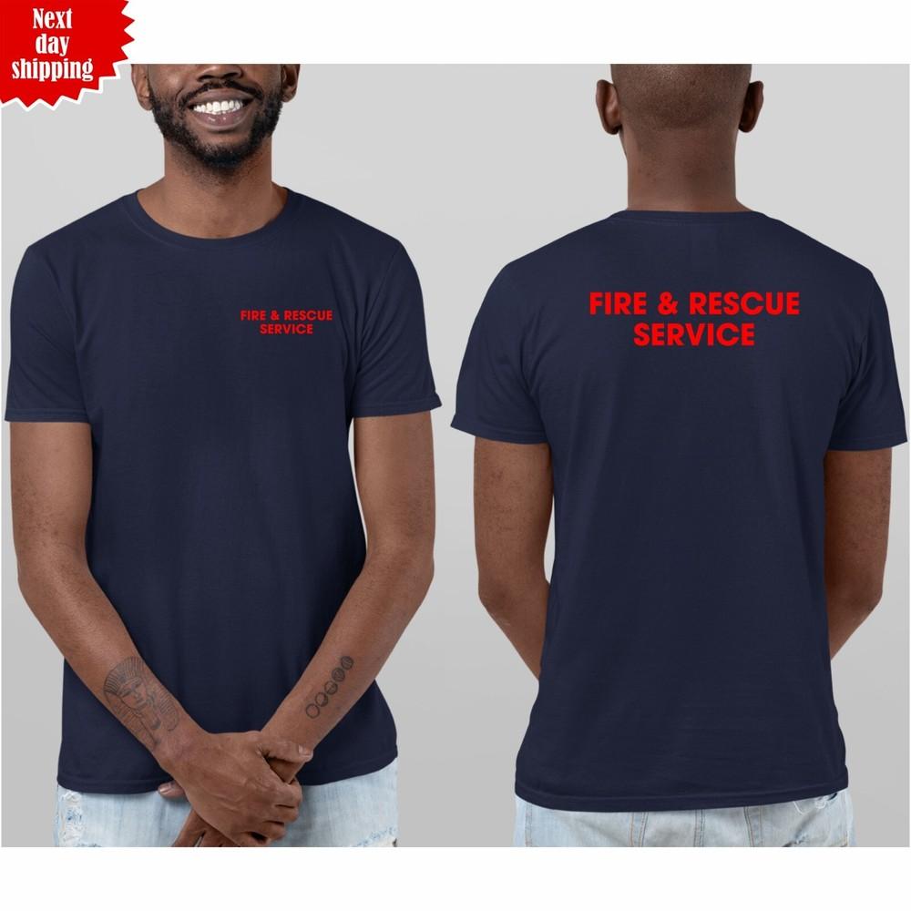 Fire And Rescue Service Front Left and Back Printed Emergency Services T Shirt