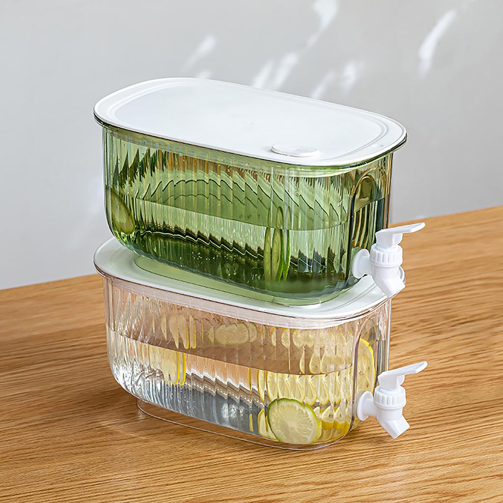 4L Juice Cold Drink Barrel with Faucet Transparent Lemon Fruit Juice Bucket Large Capacity Leakproof Kitchen Drinkware